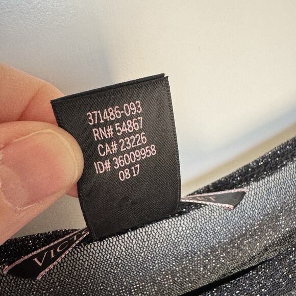 VICTORIA’S‎ SECRET Sheer Black Glitter Mesh Long Sleeve M/L Romantic Sexy Sheer - Picture 5 of 9